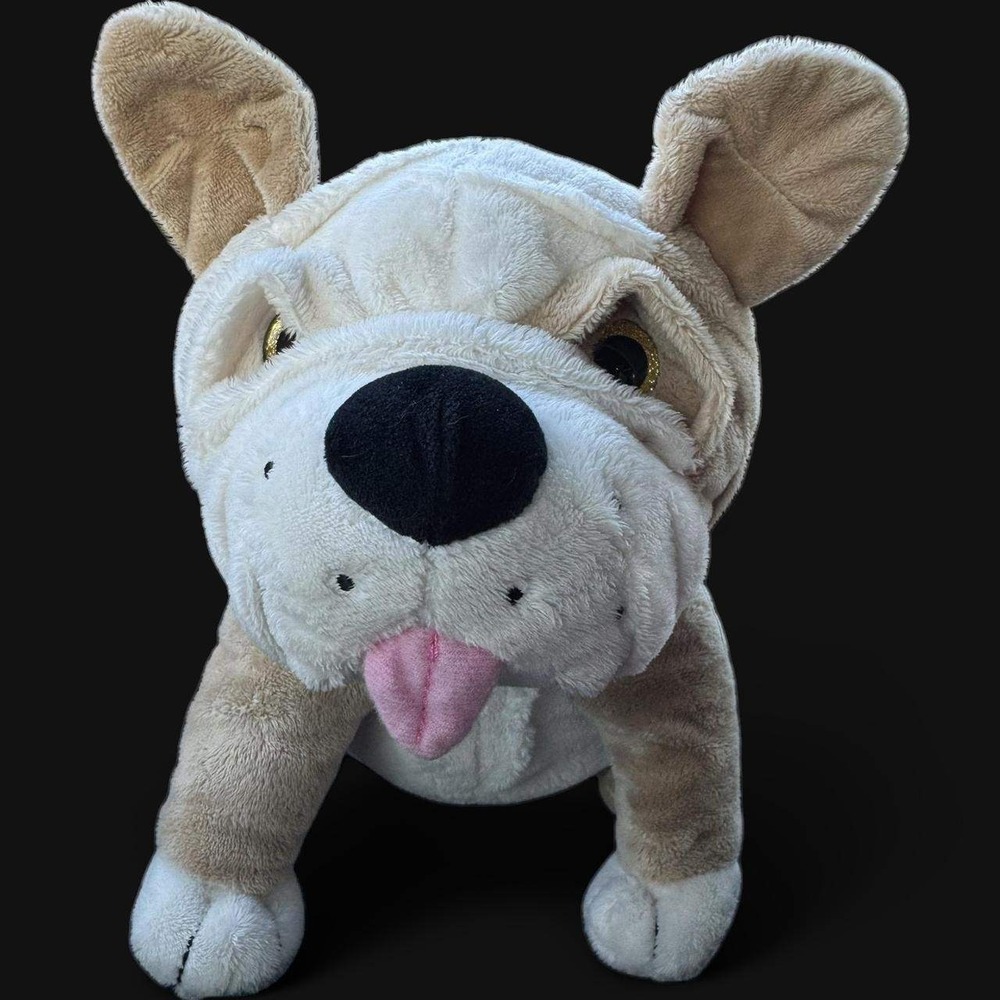 Toy Factory Bulldog Plush Stuffed Animal Tan Cream Wrinkled Face Gold Eyes‎ 2021
